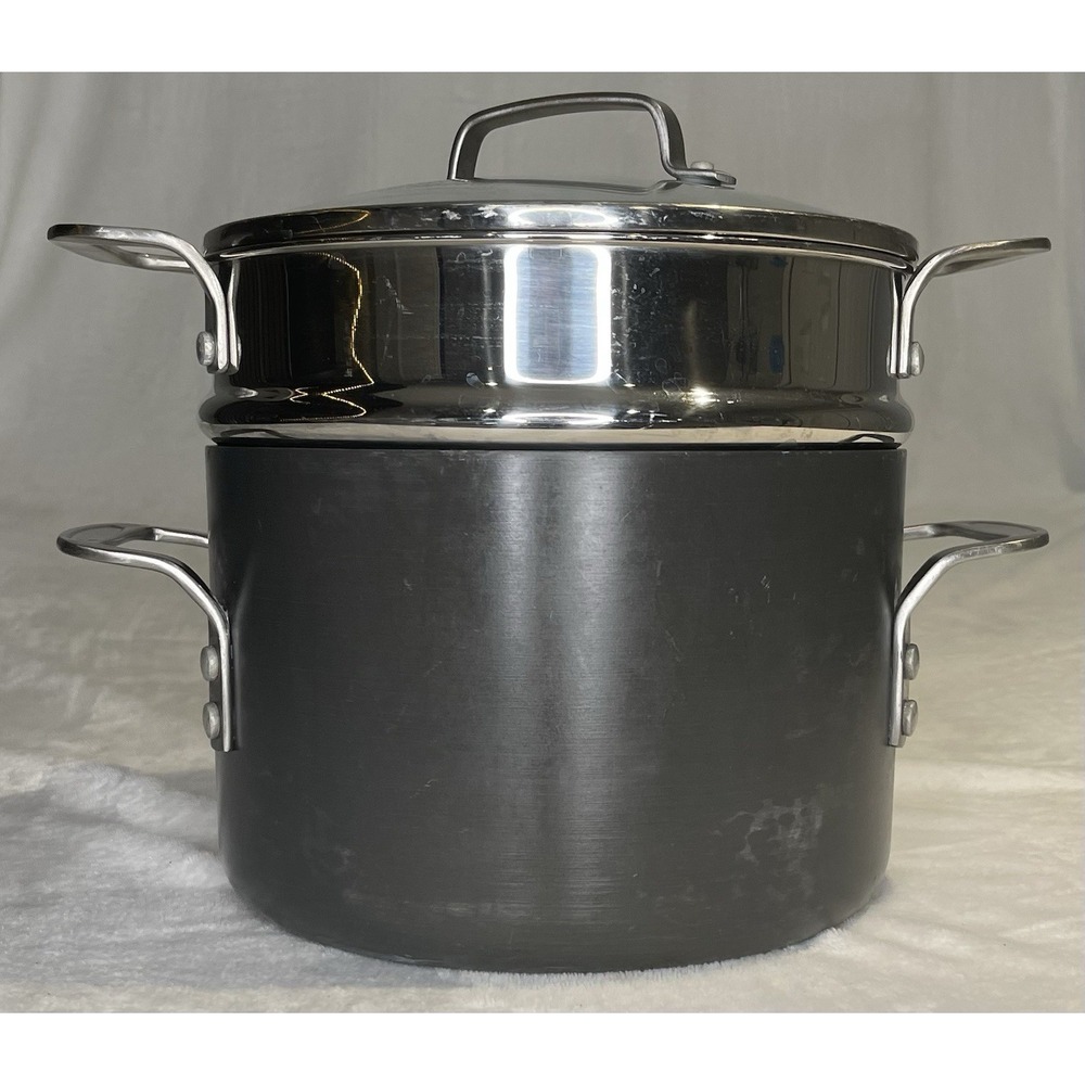 Calphalon 8 Qt Multi Pot Stock Pot Colander Steamer SS With Lid Kitchen Essentia